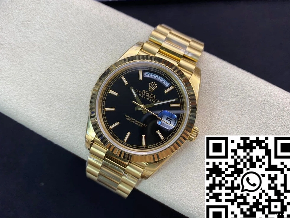 Gold Rolex Date Black Dial Day EW Yellow 40MM Factory 0422
